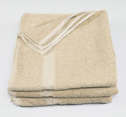 Tan 25" x 52" Gym and Shower Towels, 10.5 lbs per Dozen