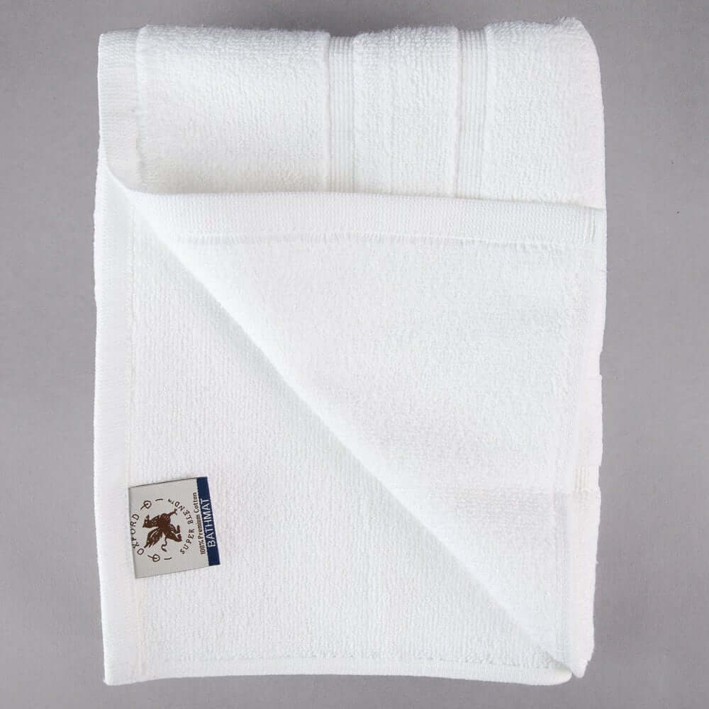 White Oxford Bath Mat, Imperial 22" x 34" 100% Ring Spun with Dobby Border Hemmed 9.5 lb.- 12/Pack
