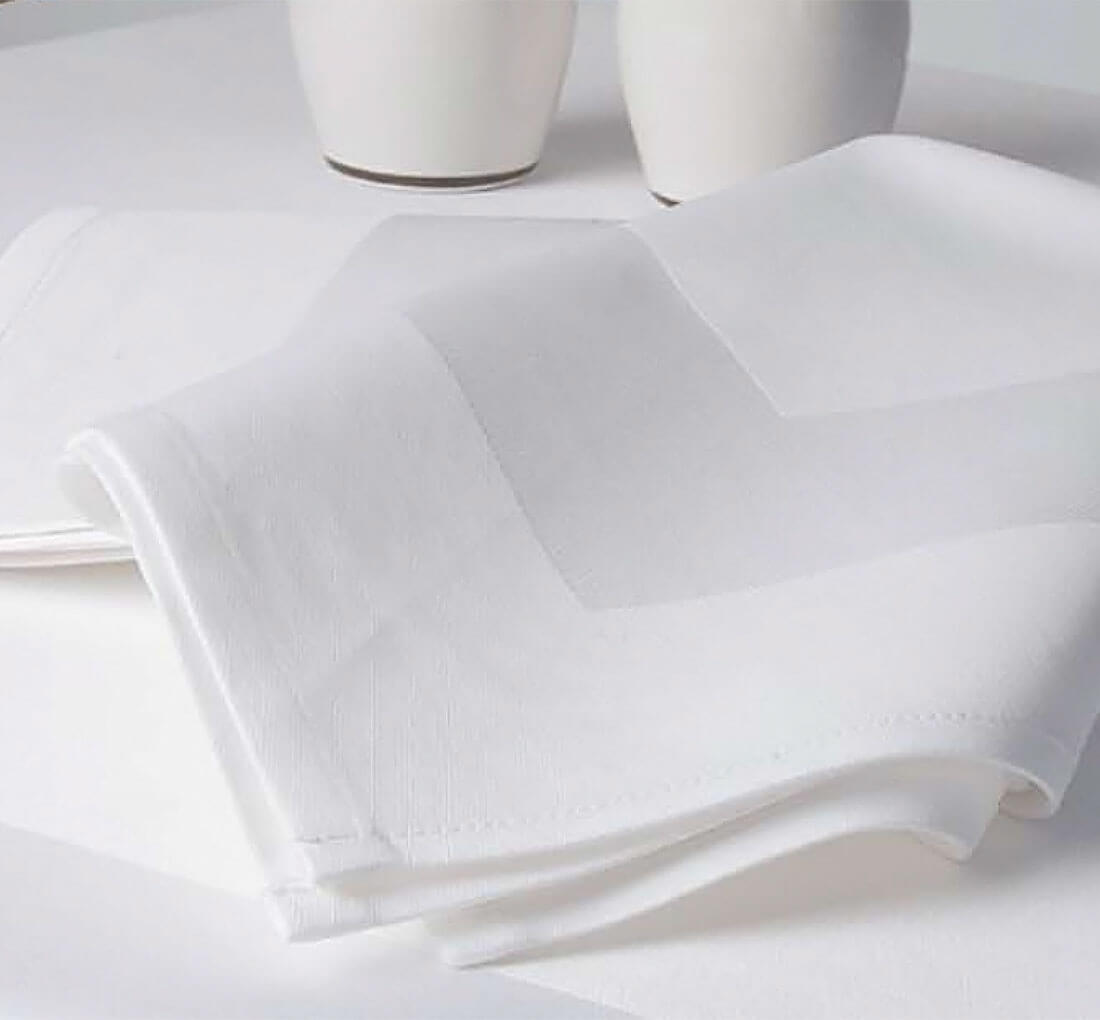 Oxford White Satin Band Table Napkins