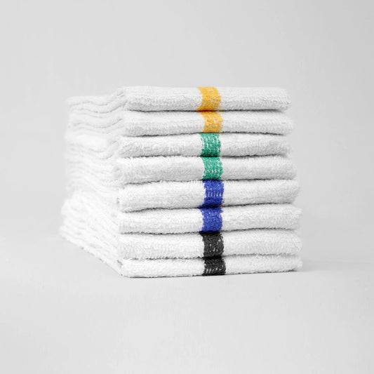 Gym Towels-16x27 Center Stripe Hand Towel, 2.75 lb/dz