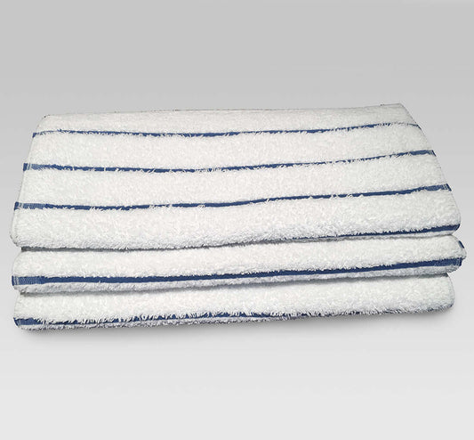 16x30 White Ringspun Blue Stripe Hand Towel