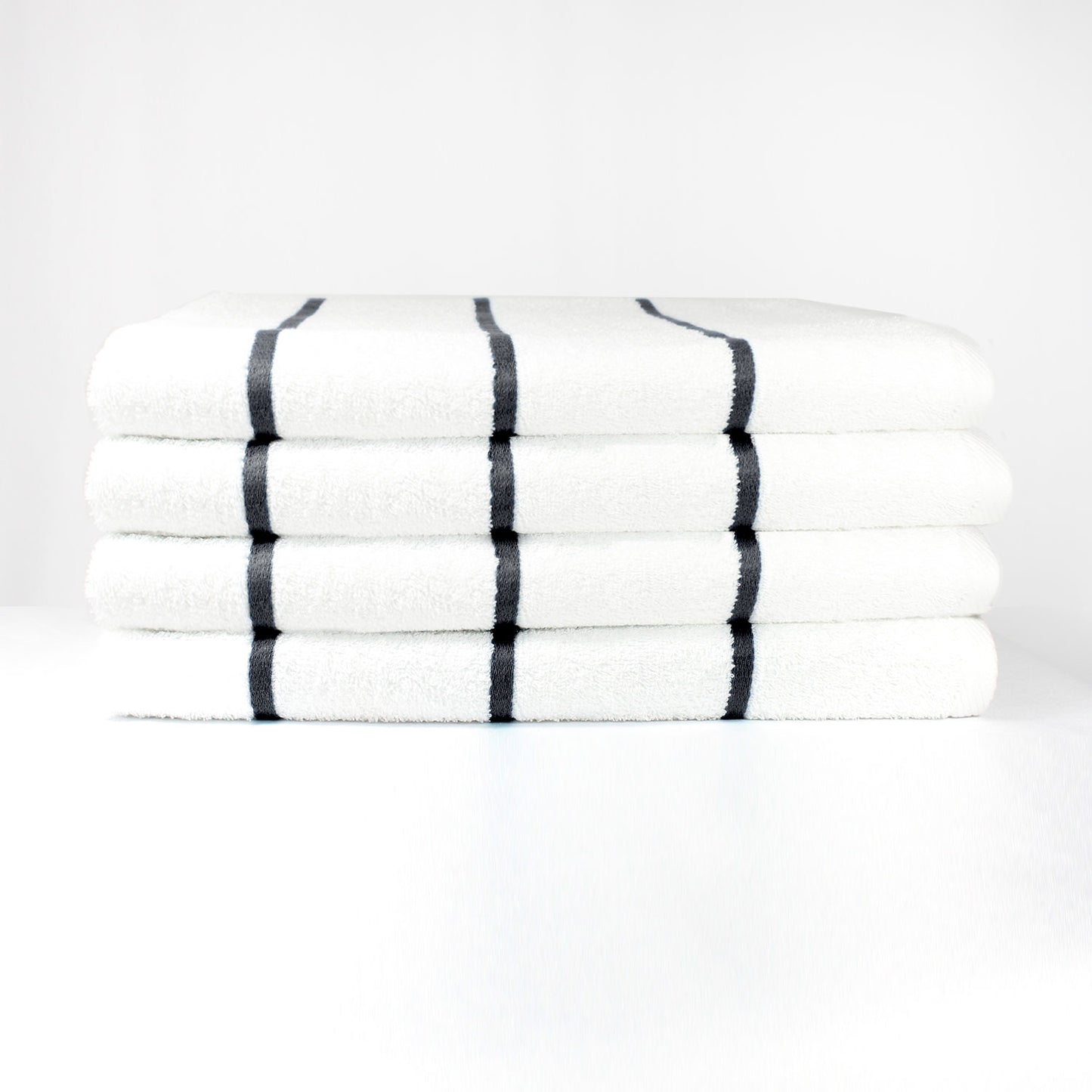 Oxford 30x60 Horizontal Stripe White Pool Towels