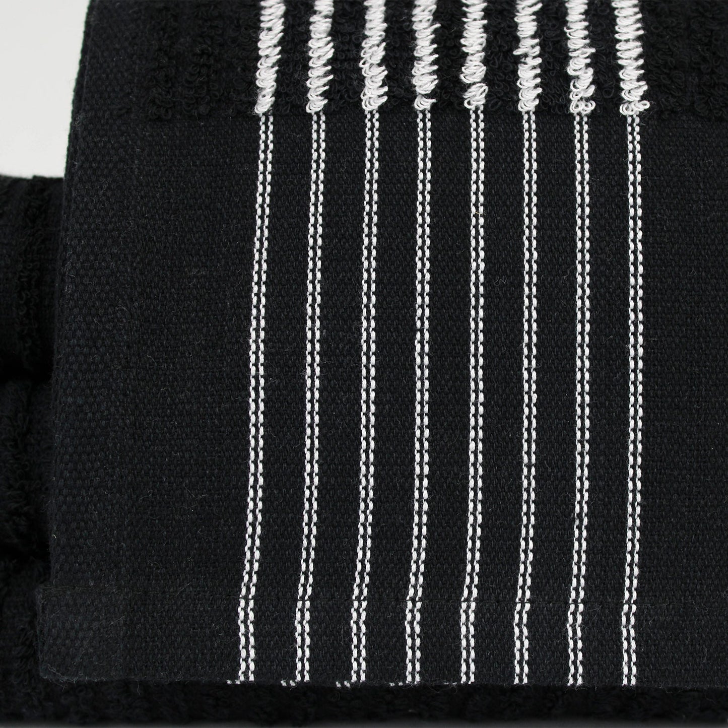 22x44 Black Super Gym Towels with White Stripes, 7.50 lbs per dozen