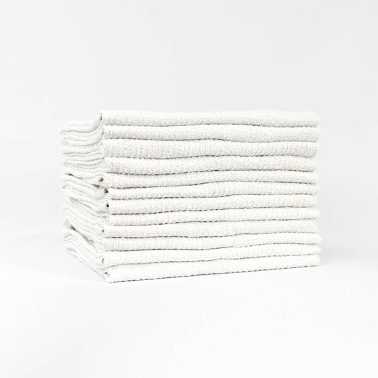 16x19 White Ribbed Bar Mop Towels, 30oz