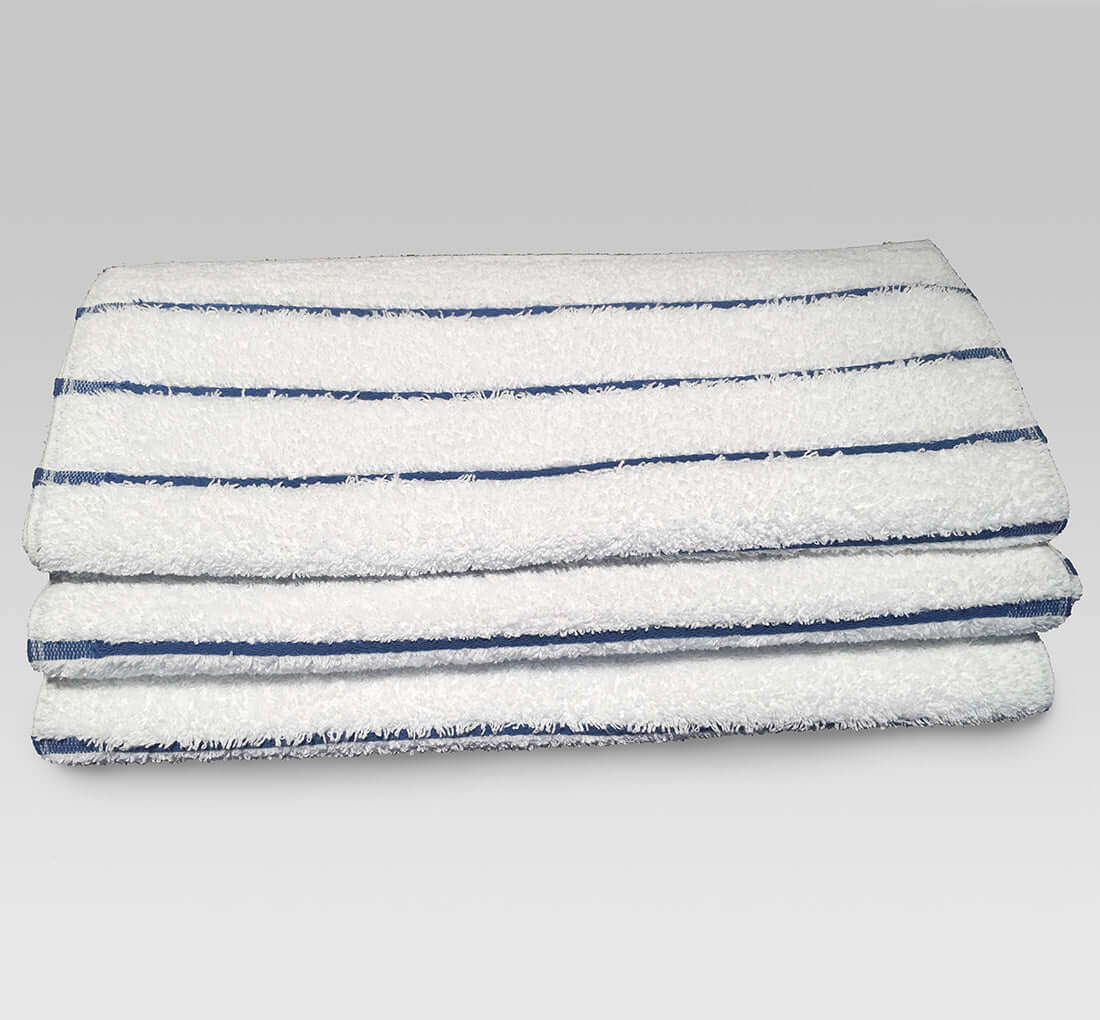 16x30 White Ringspun Blue Stripe B-Grade Hand Towel