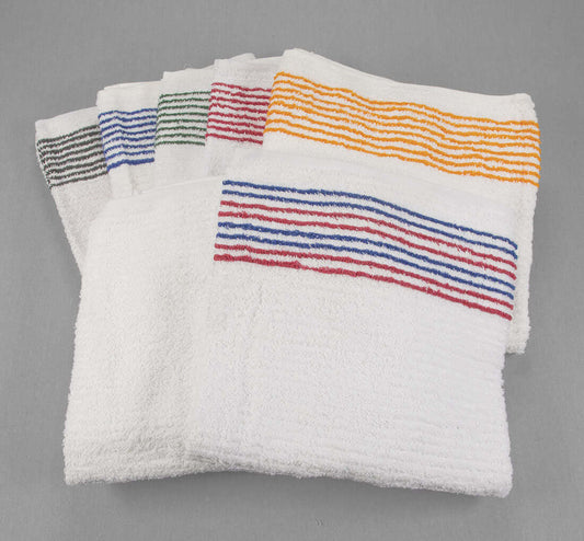 Fitness Towel 16x27 White W Blue Stripe