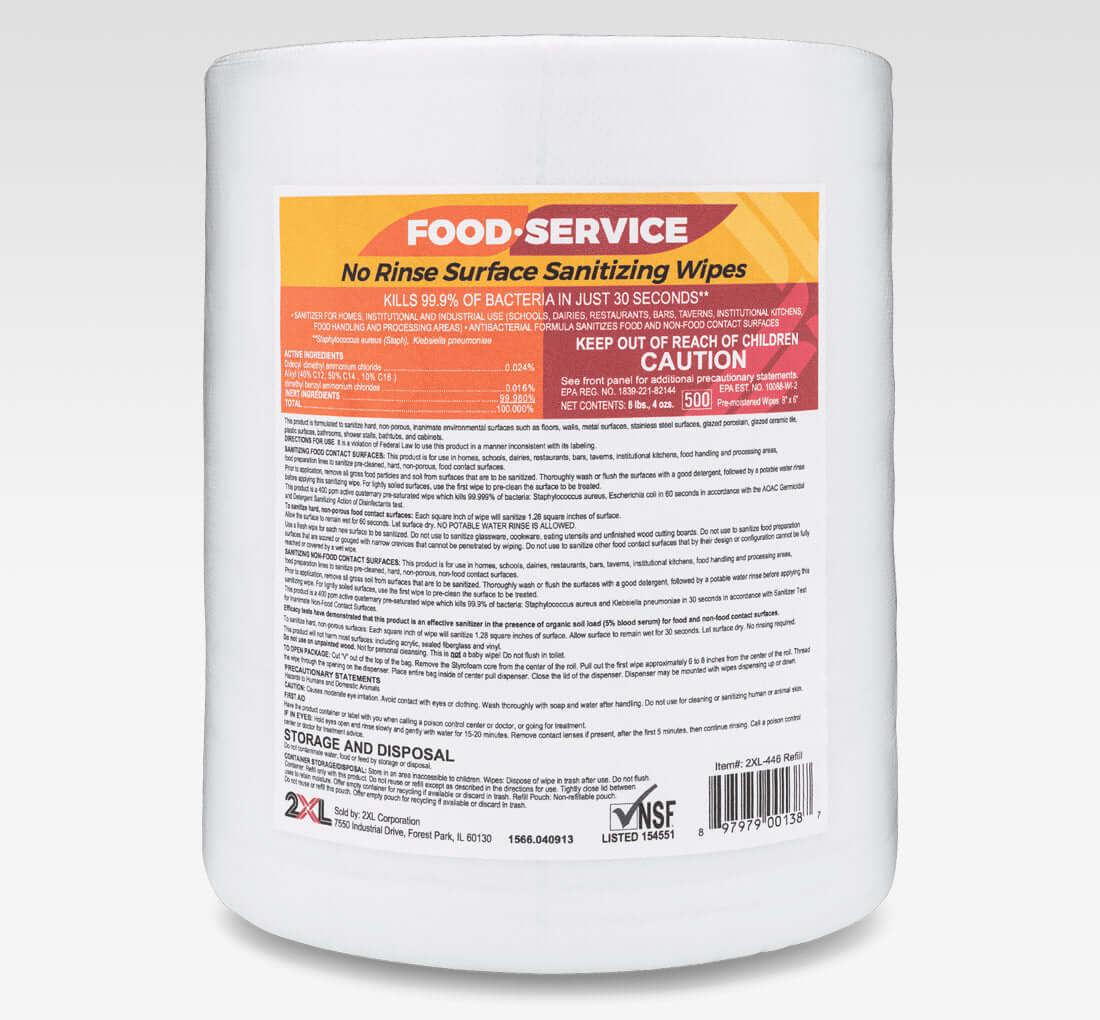 2XL-446 Food Service No Rinse Surface Sanitizing Wipes