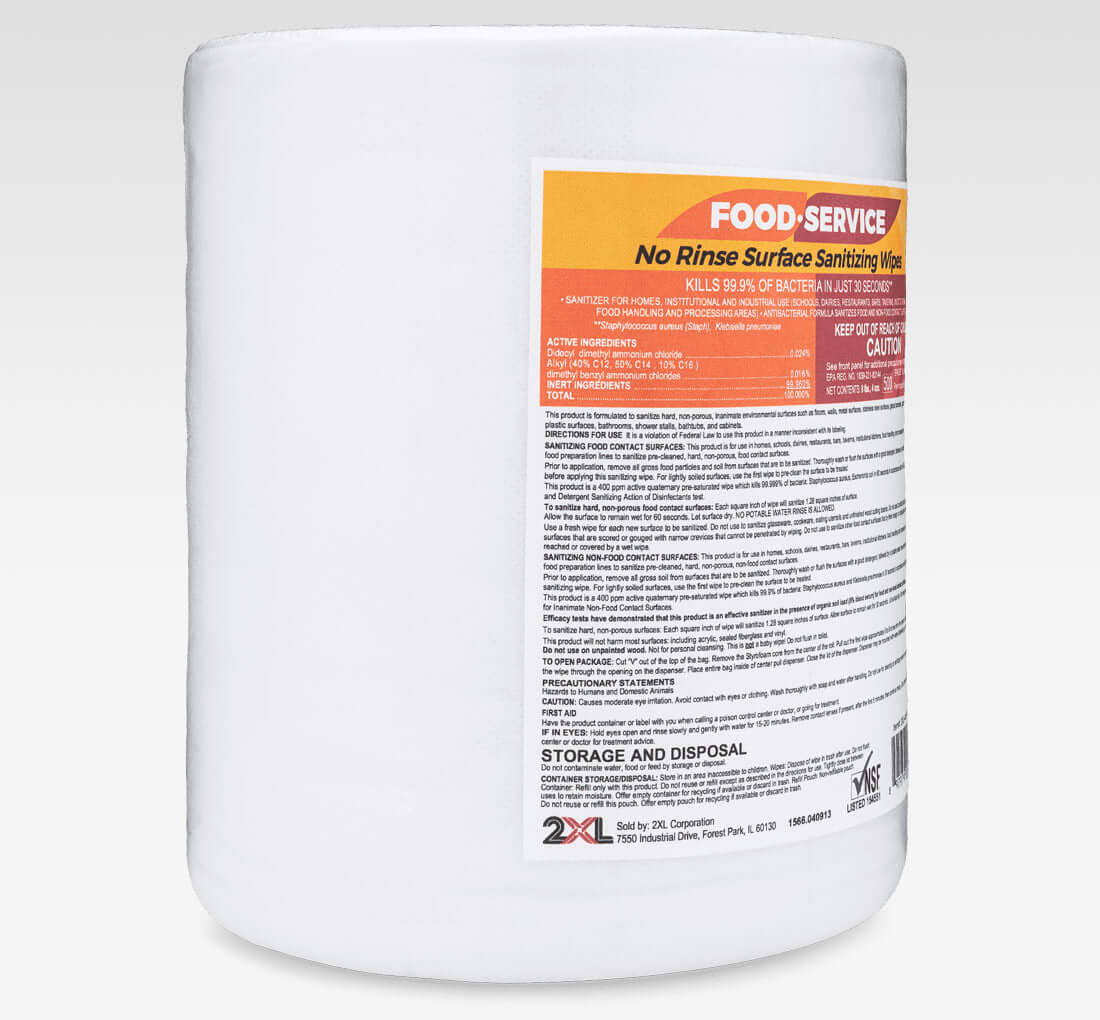 2XL-446 Food Service No Rinse Surface Sanitizing Wipes