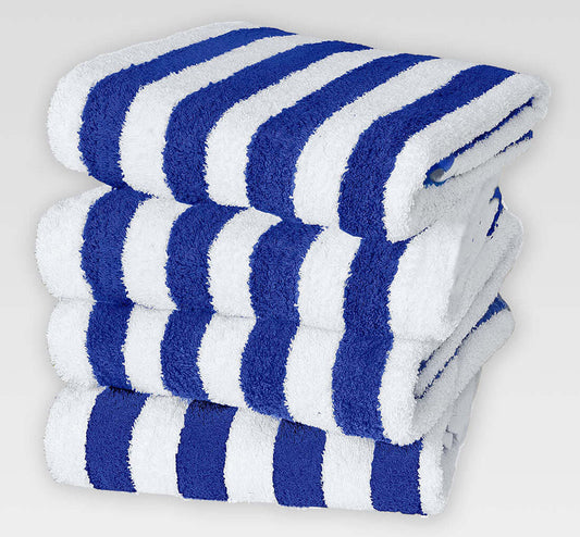 Oxford 30x64 Cabana Royal Blue Stripe Pool Towel Collection