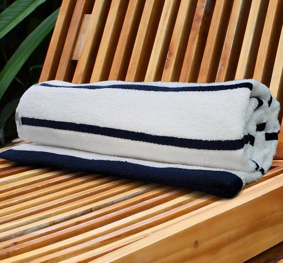 Oxford 35x68 Horizontal Stripe White Pool Towels